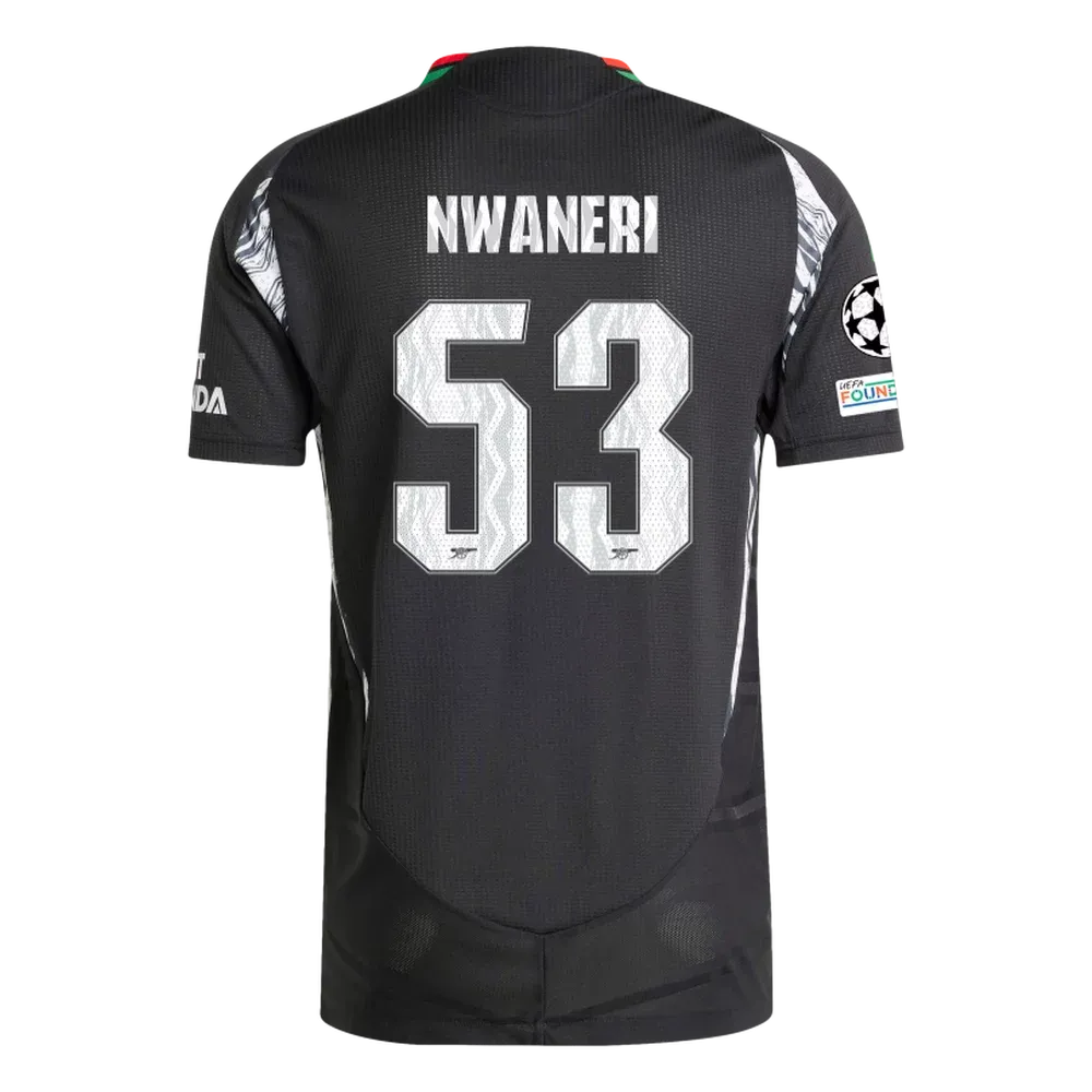 Arsenal Nwaneri 53 Away Jersey 2024/2025 With Champions League Patches (Player Version)