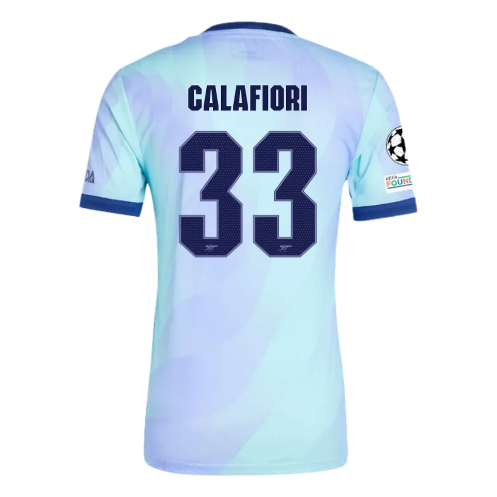 Arsenal Calafiori 33 Third Jersey 2024/2025 With Champions League Patches (Player Version)