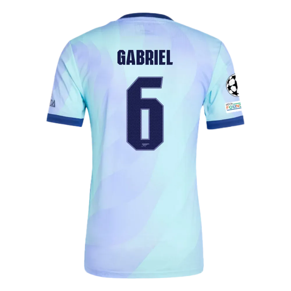 Arsenal Gabriel 6 Third Jersey 2024/2025 With Champions League Patches (Player Version)