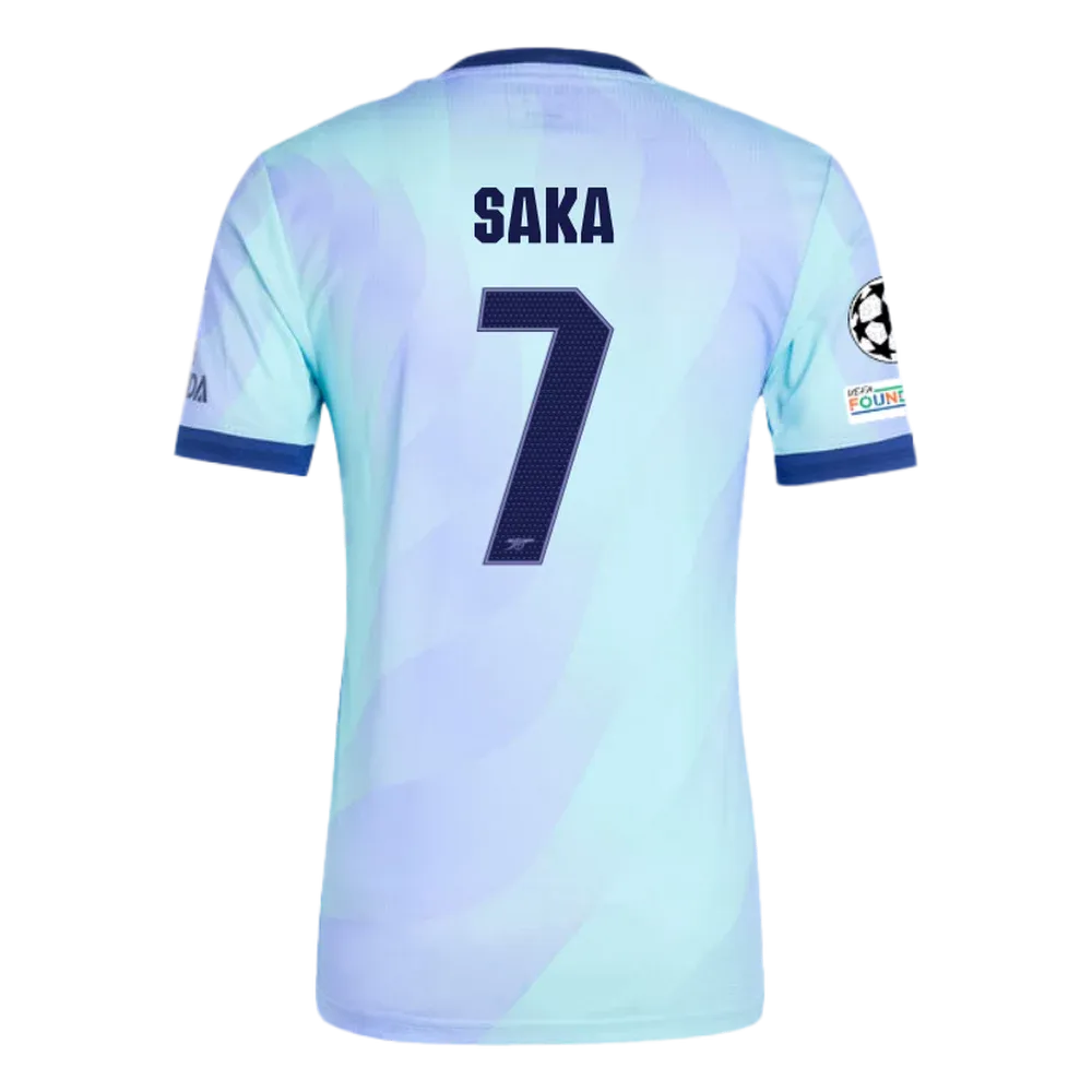 Arsenal Saka 7 Third Jersey 2024/2025 With Champions League Patches (Player Version)