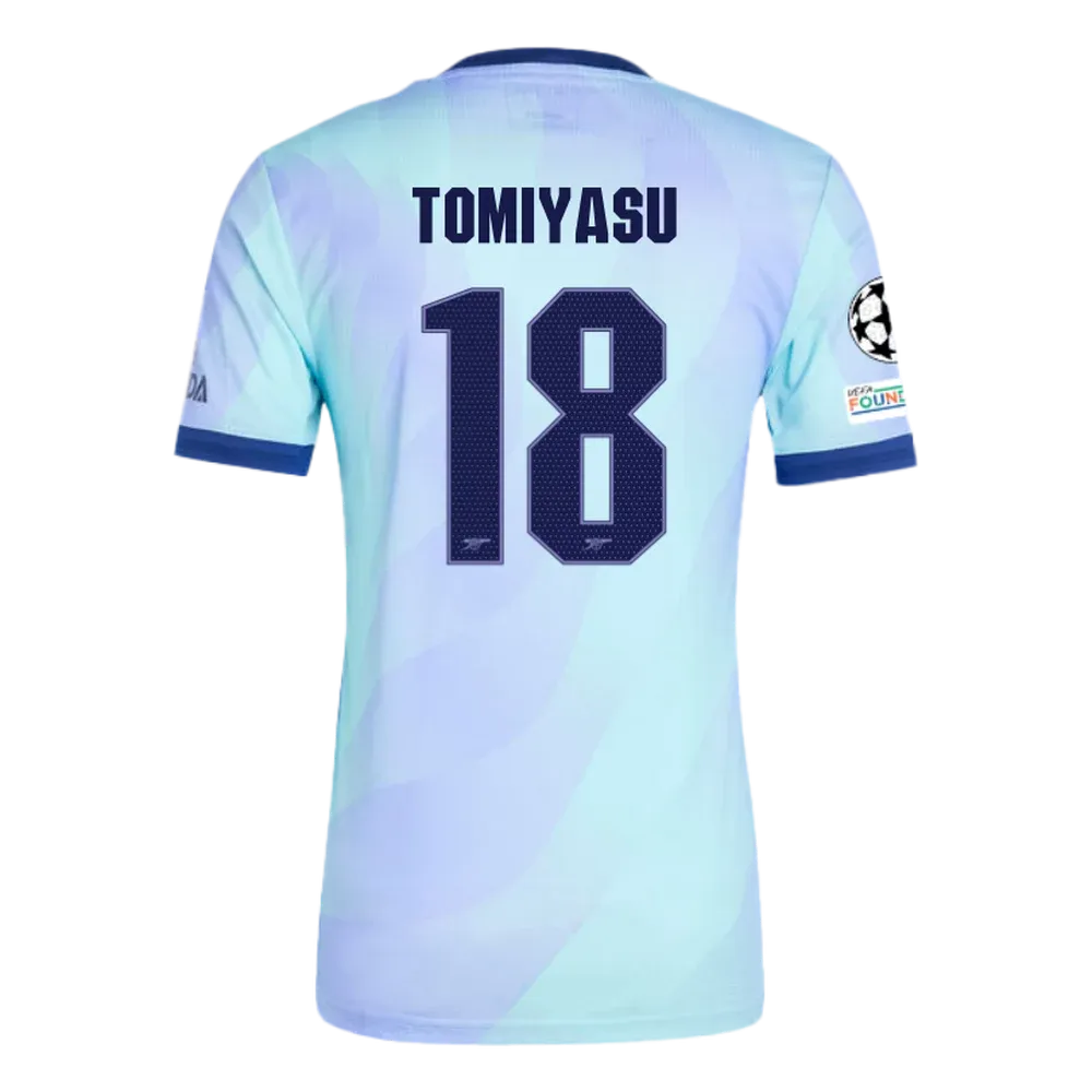 Arsenal Tomiyasu 18 Third Jersey 2024/2025 With Champions League Patches (Player Version)