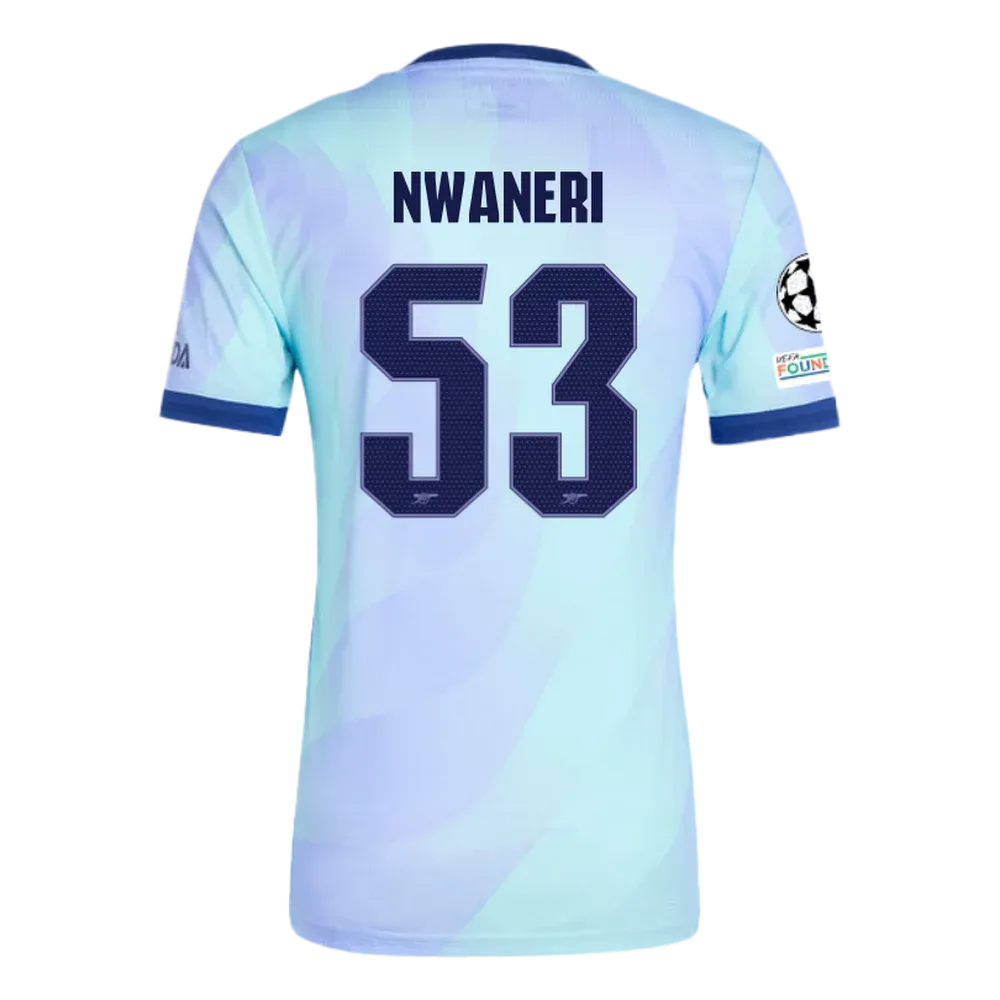 Arsenal Nwaneri 53 Third Jersey 2024/2025 With Champions League Patches (Player Version)