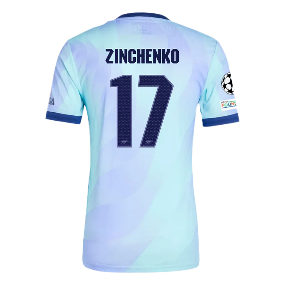 Arsenal Zinchenko 17 Third Jersey 2024/2025 With Champions League Patches (Player Version)