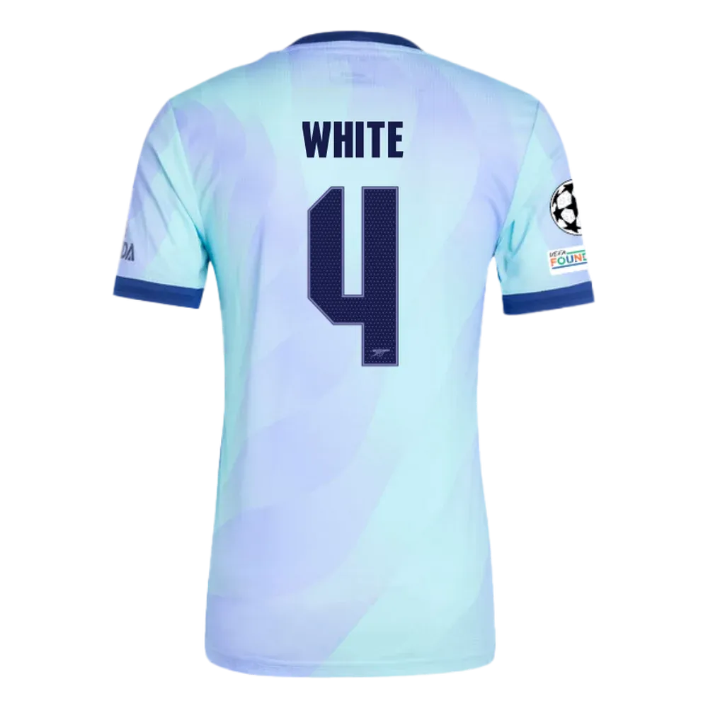 Arsenal White 4 Third Jersey 2024/2025 With Champions League Patches (Player Version)