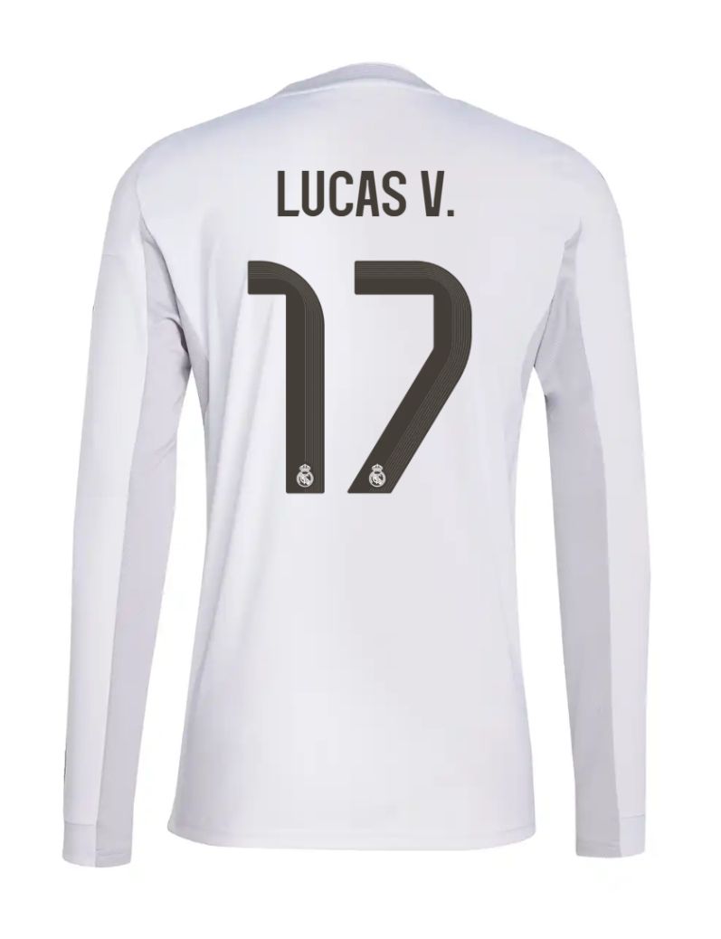 25-26 Real Madrid Home Long Sleeve Lucas V. 17 Jersey