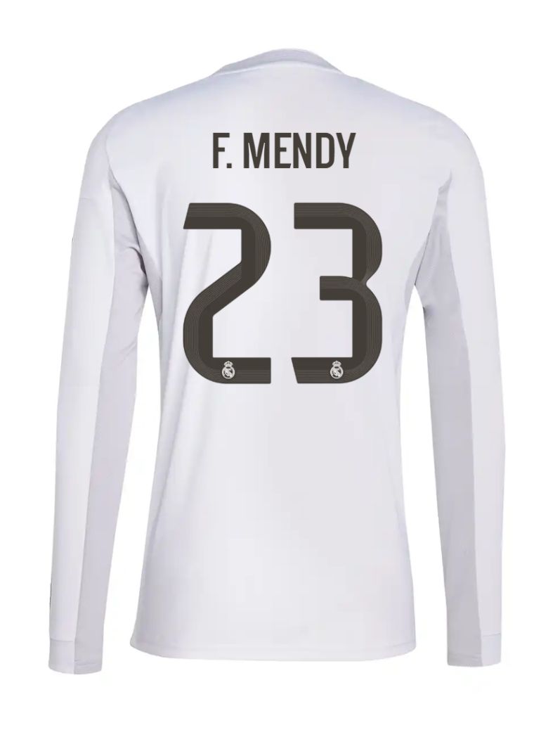 25-26 Real Madrid Home Long Sleeve F. Mendy 23 Jersey
