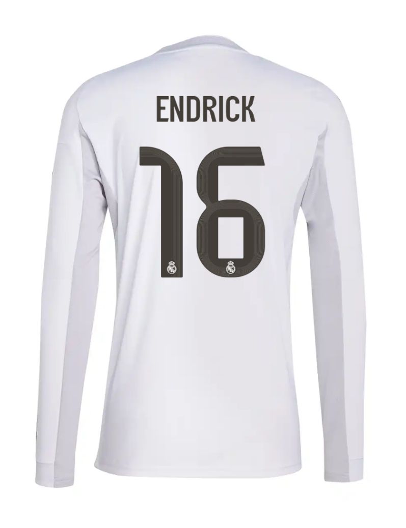 25-26 Real Madrid Home Long Sleeve Endrick 16 Jersey