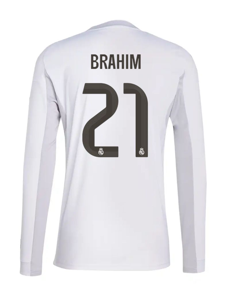 25-26 Real Madrid Home Long Sleeve Brahim 21 Jersey