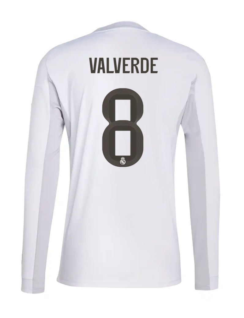 25-26 Real Madrid Home Long Sleeve Valverde 8 Jersey