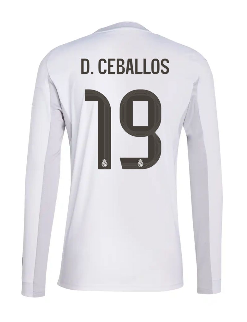25-26 Real Madrid Home Long Sleeve D. Ceballos 19 Jersey