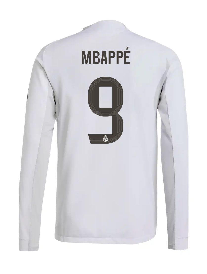 25-26 Real Madrid Home Long Sleeve Mbappé 9 Jersey (Player Version)