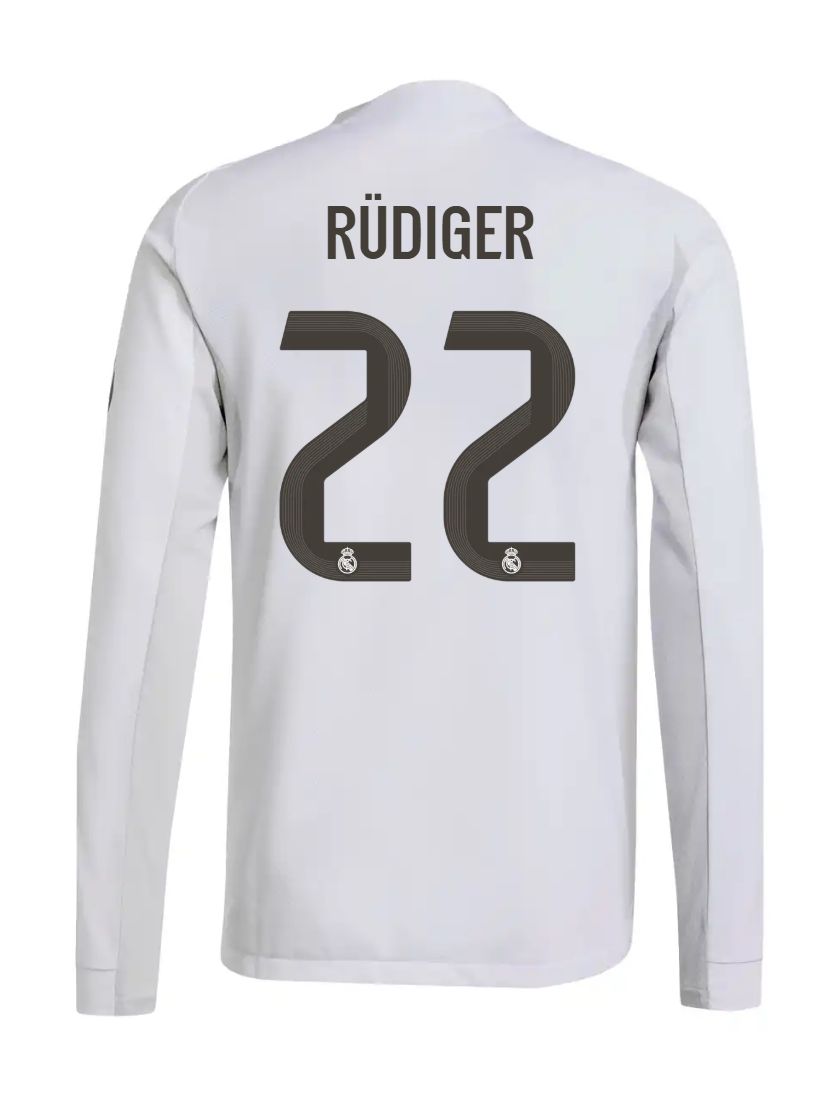 25-26 Real Madrid Home Long Sleeve Rüdiger 22 Jersey (Player Version)