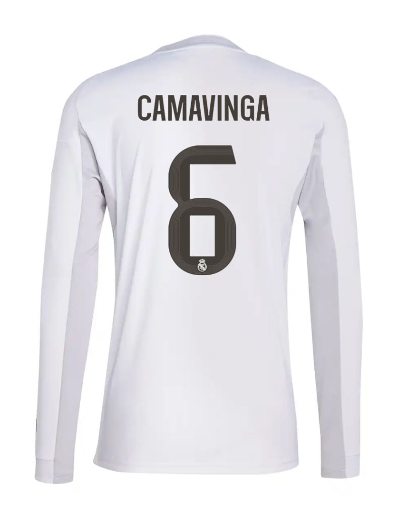 25-26 Real Madrid Home Long Sleeve Camavinga 6 Jersey