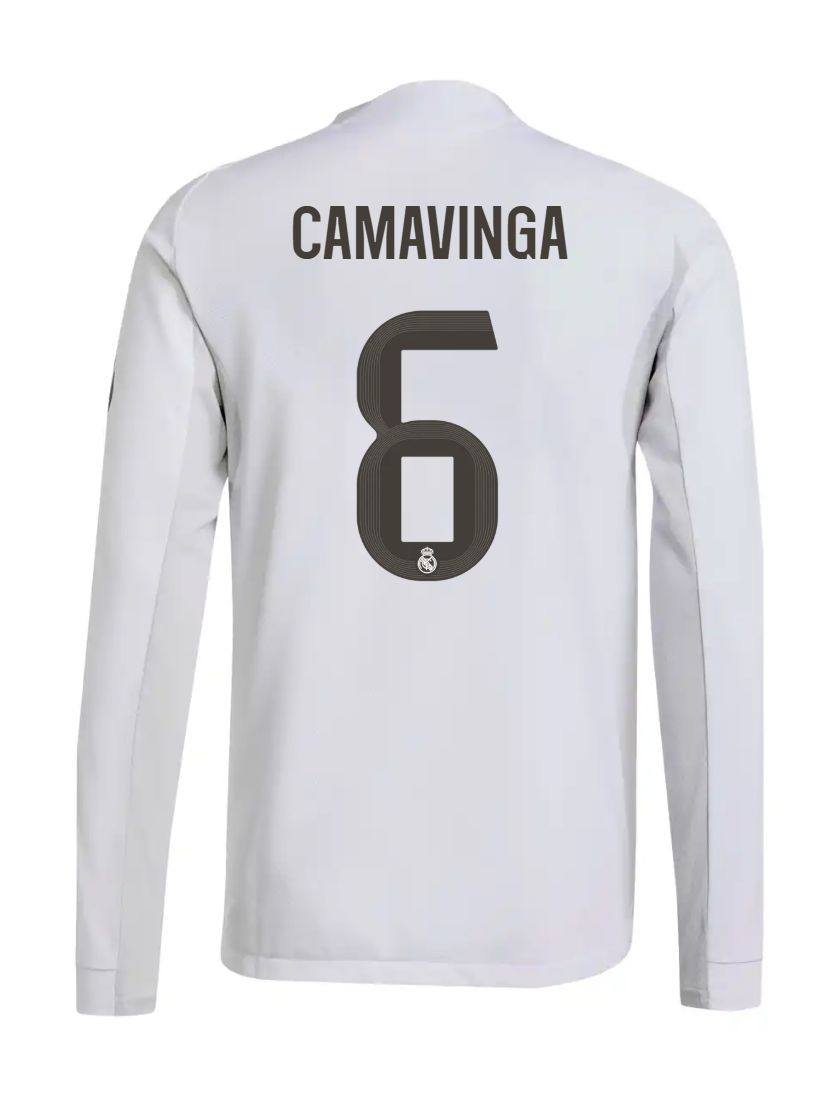 25-26 Real Madrid Home Long Sleeve Camavinga 6 Jersey (Player Version)
