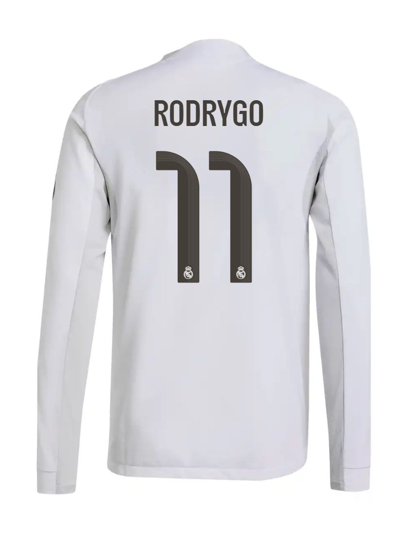 25-26 Real Madrid Home Long Sleeve Rodrygo 11 Jersey (Player Version)