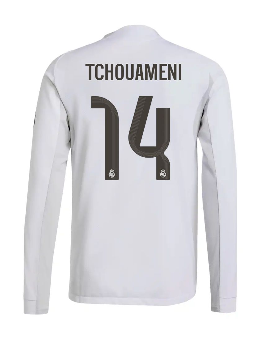 25-26 Real Madrid Home Long Sleeve Tchouameni 14 Jersey (Player Version)