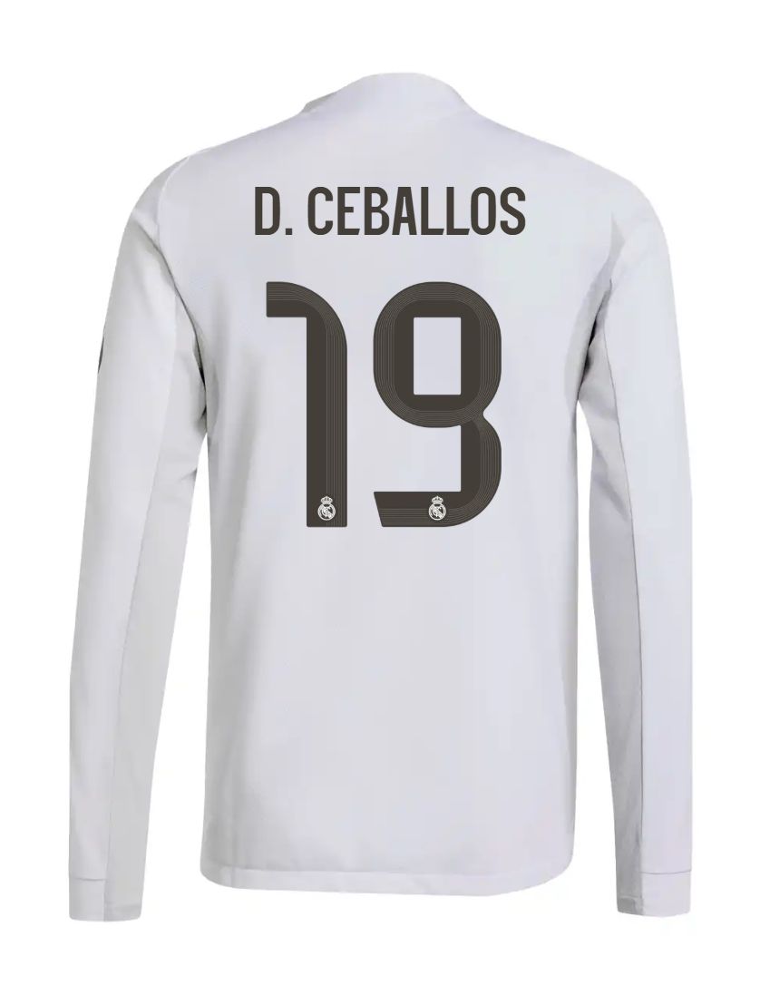25-26 Real Madrid Home Long Sleeve D. Ceballos 19 Jersey (Player Version)