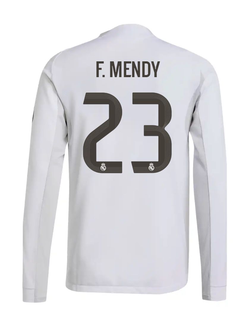25-26 Real Madrid Home Long Sleeve F. Mendy 23 Jersey (Player Version)