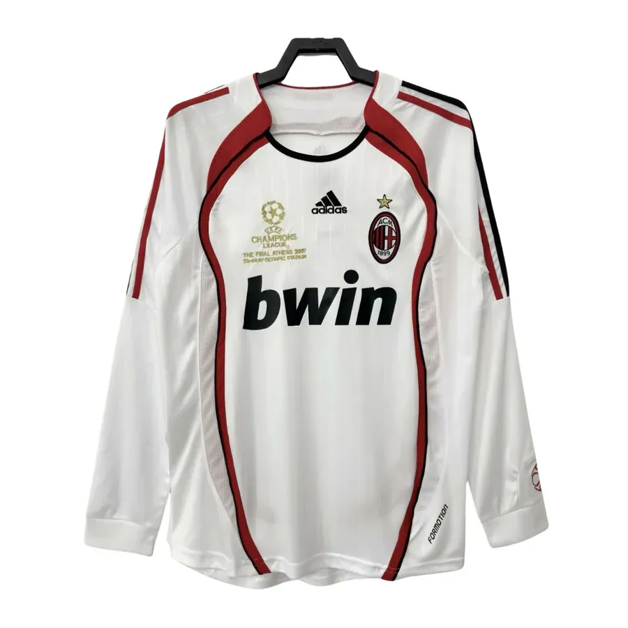 AC Milan Home Long Sleeve Retro Champions League Final   Jersey 2007