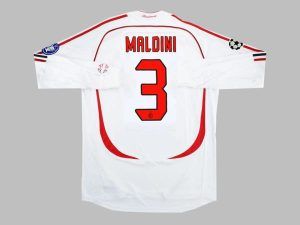 AC Milan Home Maldini #3 Long Sleeve Retro Champions League Final Jersey 2007