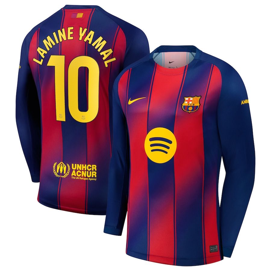 Barcelona Home Lamine Yamal 10  Long Sleeve Jersey 2025/26