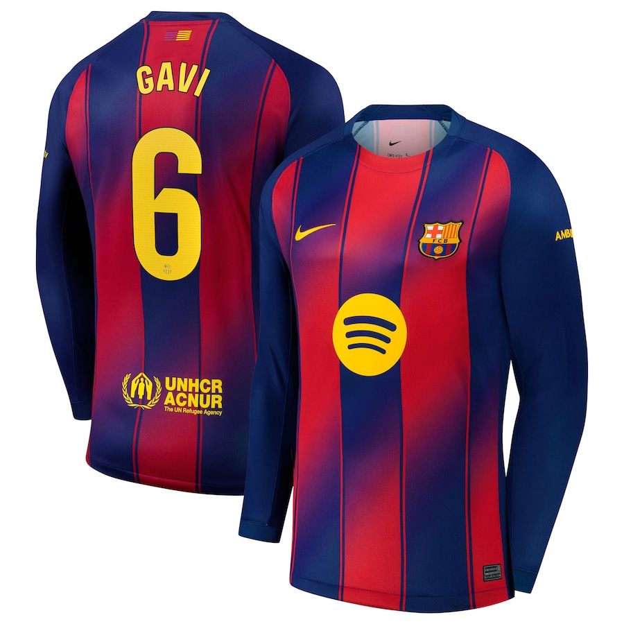 Barcelona Home Gavi 6 Long Sleeve Jersey 2025/26