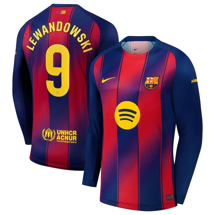 Barcelona Home Lewandowski 9 Long Sleeve Jersey 2025/26