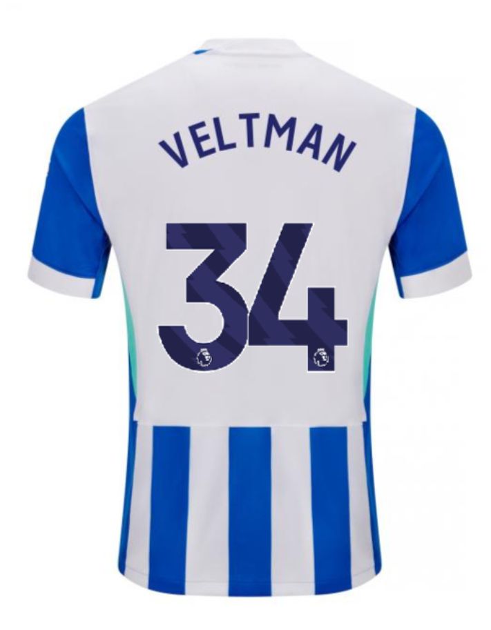 25-26 Brighton &amp; Hove Albion Home VELTMAN 34 Jersey