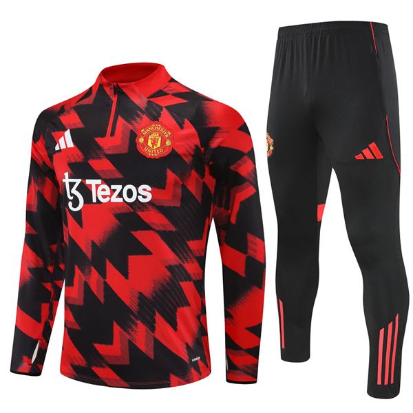 25-26 Manchester United Red Black Camouflage Training Suit Kit