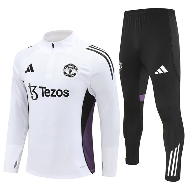 25-26 Manchester United White Puple Training Suit Kit