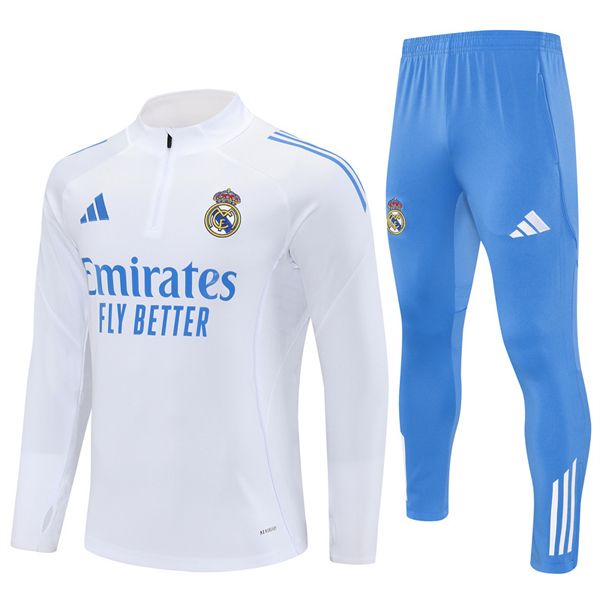 25-26 Real Madrid White Light Blue Training Suit Kit