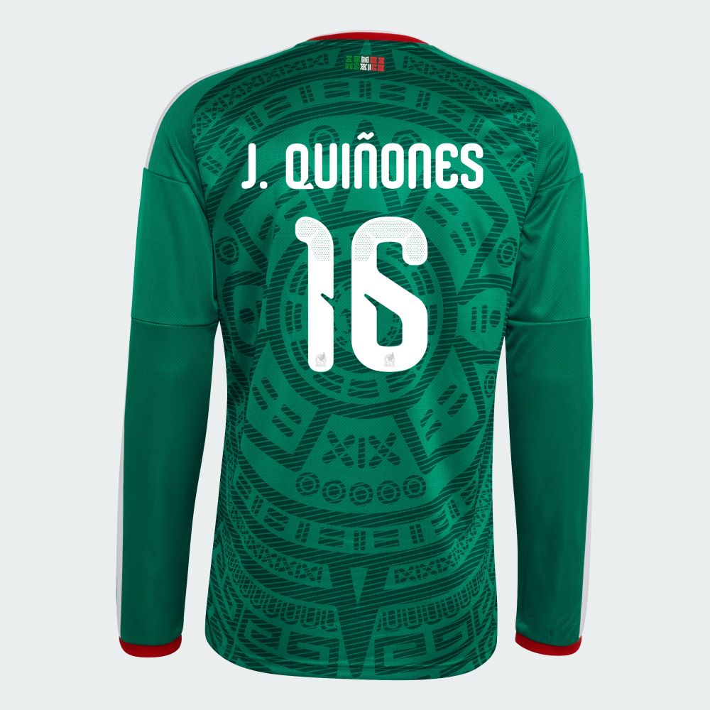 Mexico Julian Quiñones 16 Home World Cup Long Sleeve Jersey 2026