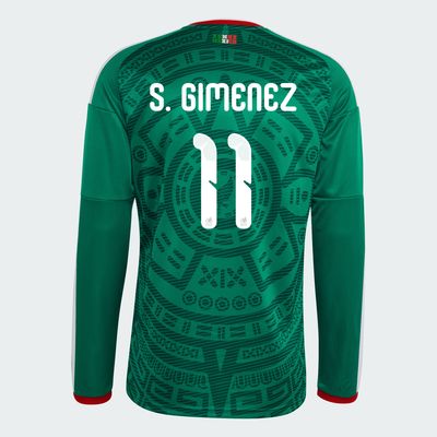 Mexico  Santiago Giménez 11 Home World Cup Long Sleeve Jersey 2026