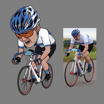 Cycing Caricature in digital JPG
