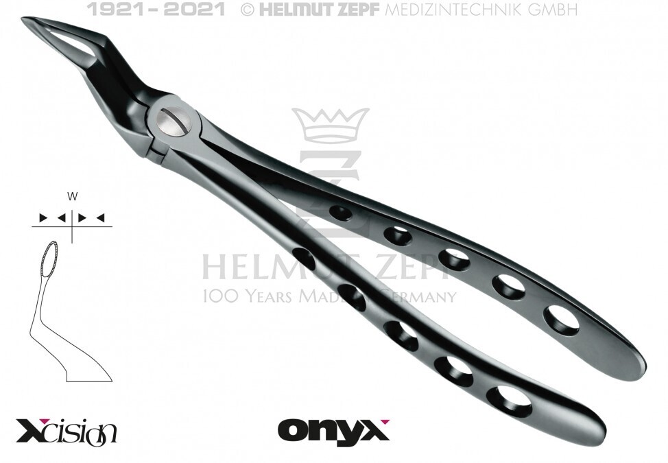 EXTRACTION FORCEPS ONYX COAT UPPER ROOTS 51- SERRATED EDGES EXTRACTION FORCEPS ONYX COAT UPPER ROOTS 51- SERRATED EDGES