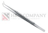 MICRO COOLEY FORCEPS, 18CM, STAINLESS STEEL, ZEPF-LINE CURVED, WITH GUIDANCE-PIN, THREAD-PLATE