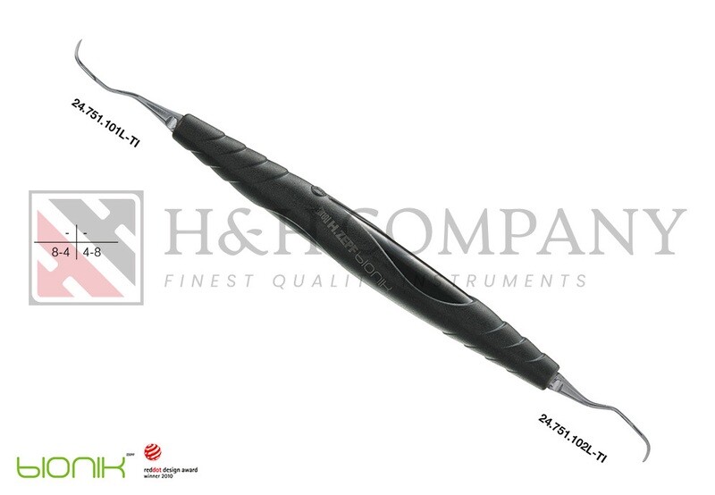 UNIV. CURETTE PERIODONT., ZEPF-BIONIK LANGER FIG.1/2, BLACK