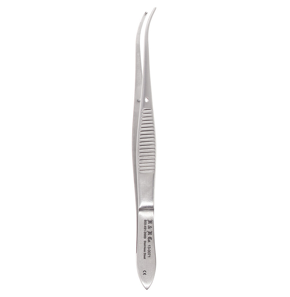 TISSUE FORCEPS - FINE - 4&quot;- 1x2 TEETH - SLIGHT CURVE