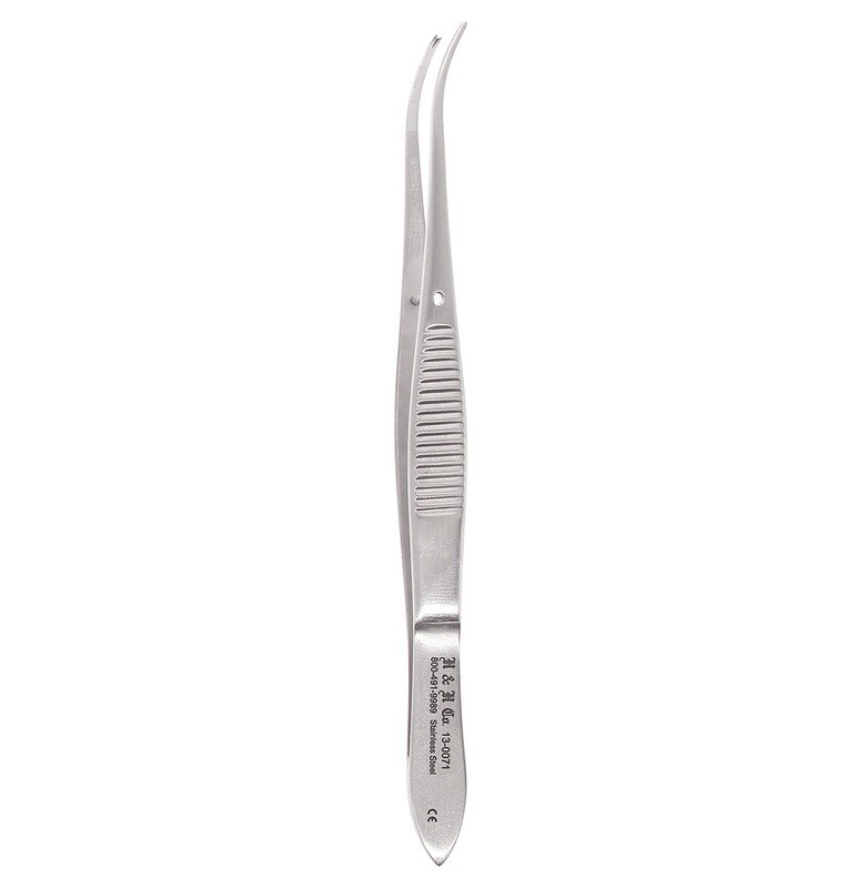 TISSUE FORCEPS - FINE - 4"- 1x2 TEETH - SLIGHT CURVE