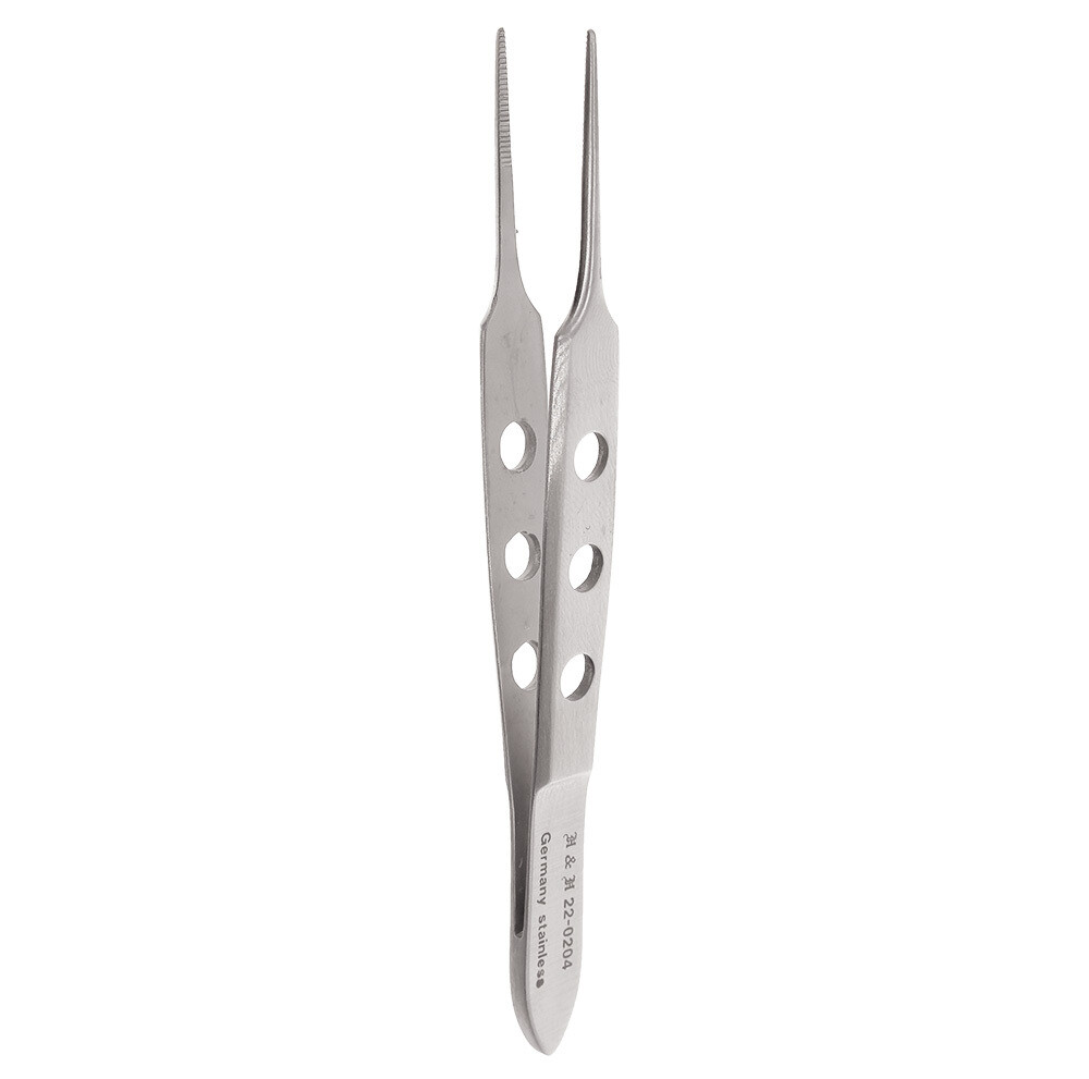 EYE FORCEP BISHOP HARMAN -3 1/2&quot;-SERRATED 0.8MM