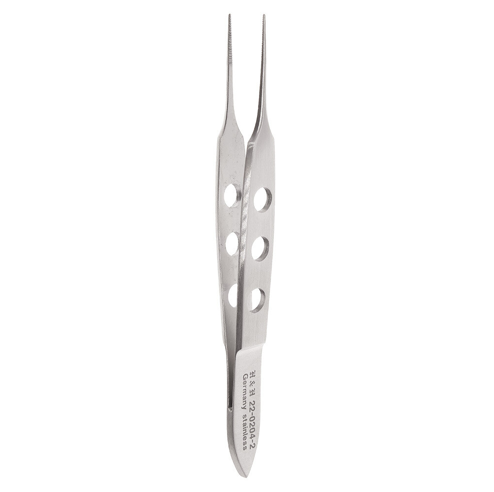 EYE FORCEP BISHOP HARMAN 3 1/2&quot; SERRATED EXTRA FINE 0.5m