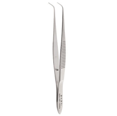 EYE FORCEP 1x2 TEETH, EXTRA FINE, FULL CURVE 4&quot;