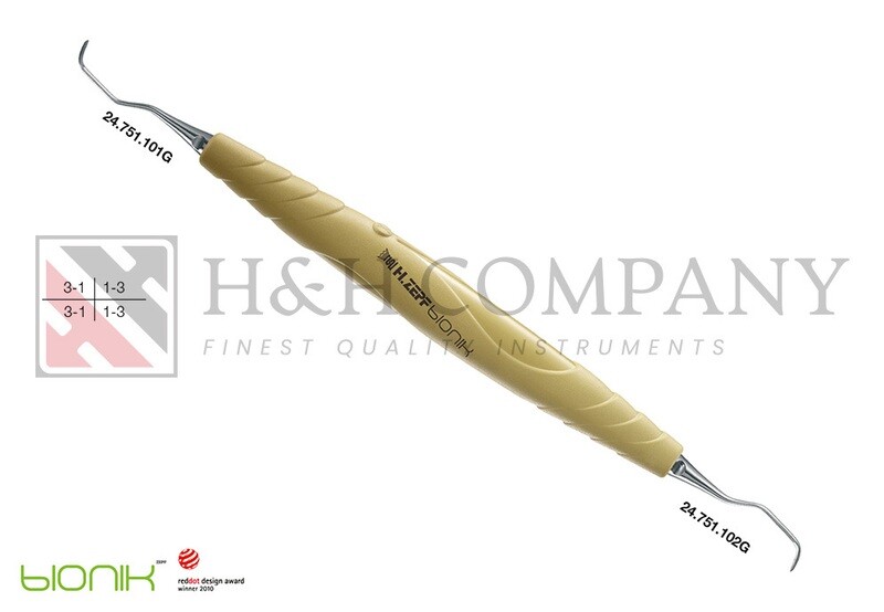 SPECIAL CURETTE PERIODONT., ZEPF-BIONIK GRACEY 1/2, YELLOW