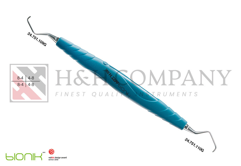 SPECIAL CURETTE PERIODONT., ZEPF-BIONIK GRACEY 9-10, TURQUOISE-LIGHTBLUE