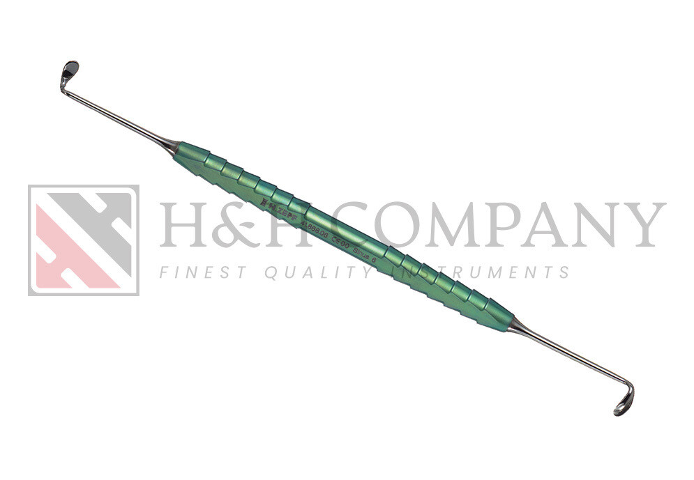 CURETTE, PERIODONTIC KIRSCH, SINUS 6, ELEV./CURETTE 90°/90° TITANIUM-ZEPF-LINE, TURQUOISE, D/E, 17.5CM