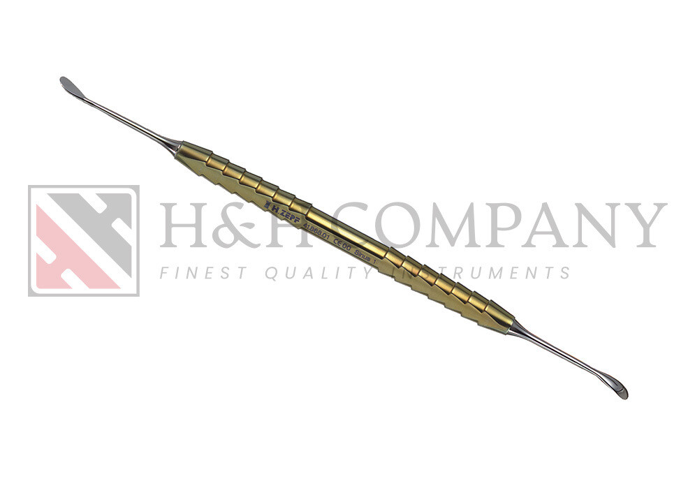 CURETTE, PERIODONTIC KIRSCH, SINUS 1, ELEV./CURETTE 25° TI, ZEPF-LINE, GOLD, D/E, 17.5CM