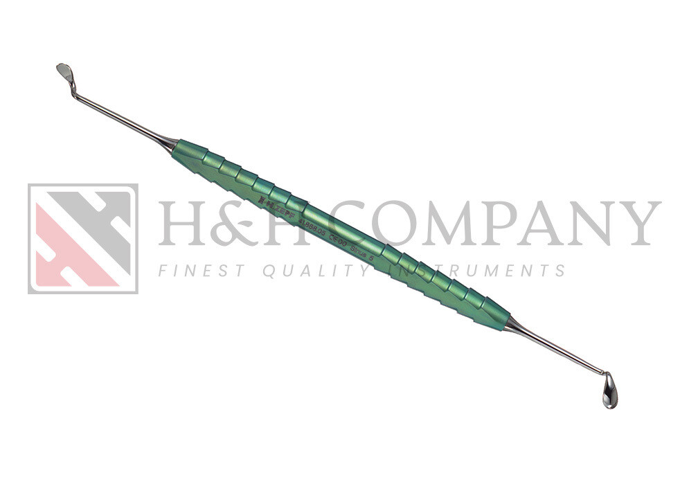 CURETTE, PERIODONTIC KIRSCH, SINUS 5, ELEV./CURETTE 90°/90°/60° TITANIUM-ZEPF-LINE, TURQUOISE, D/E, 17.5CM