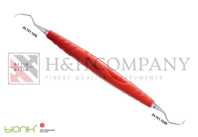 UNIV. CURETTE PERIODONT., ZEPF-BIONIK FIG. M 23, LIGHTRED-MAGENTA,