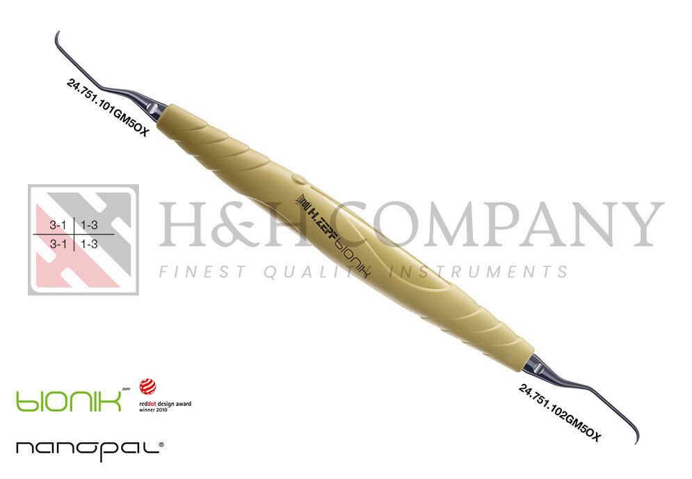 SPECIAL CURETTE PERIODONT., ZEPF-BIONIK GRACEY 1/2 M5, NANOPAL-COATING