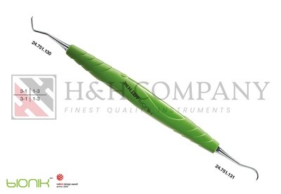 SCALER PERIODONTIC, ZEPF-BIONIK, FOR ANTERIORS, YELLOW-GREEN,